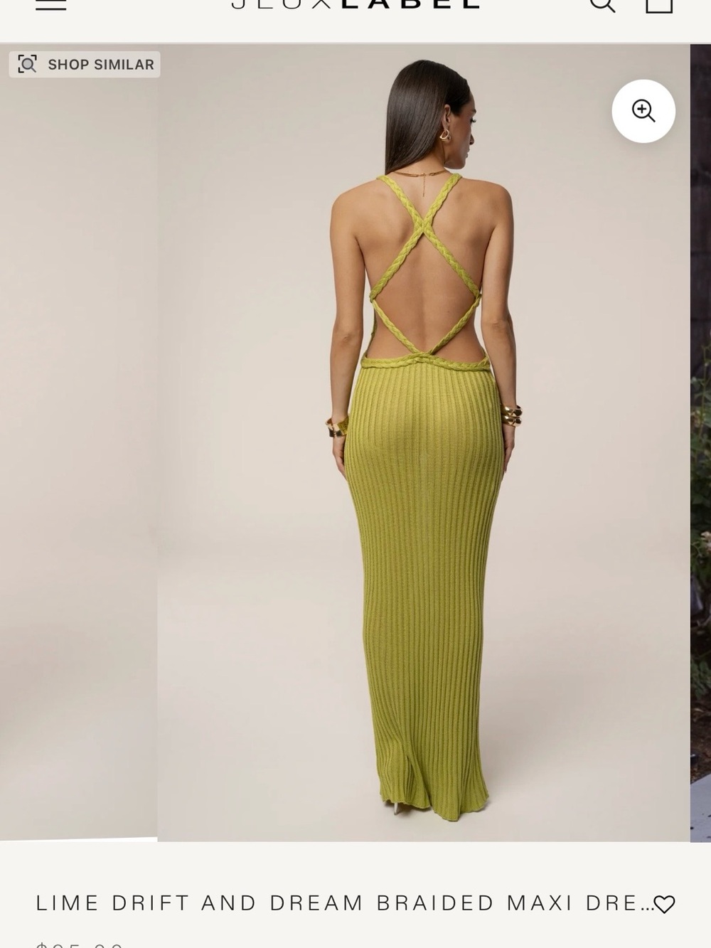 JLUXLABEL Lime Braided Ribbed Maxi Dress - Picture 2 of 4